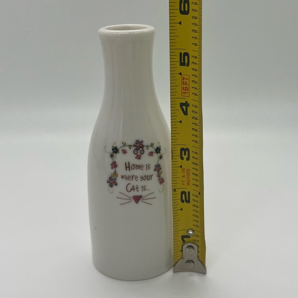 Natural Life Ceramic Bottle Bud Vase “Home Is Where Your Cat Is” Floral - Picture 6 of 6